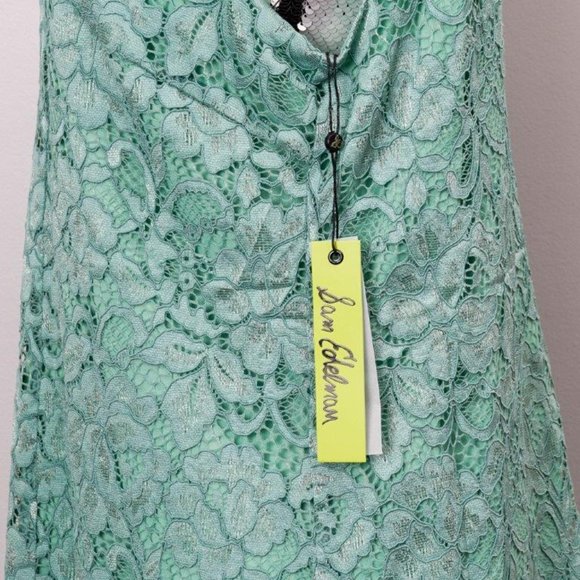NWT Sam Edelman Green Lace Choker-Cutout Shift Dress - M - Picture 6 of 8